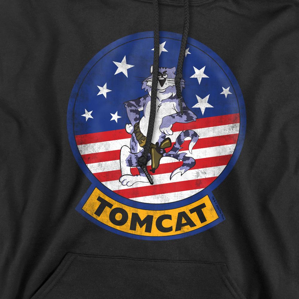 Black - Pack Shot - Top Gun Mens Tomcat Logo Hoodie