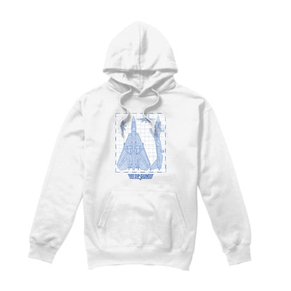 White - Back - Top Gun Mens Jet Diagram Hoodie