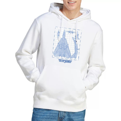 White - Side - Top Gun Mens Jet Diagram Hoodie