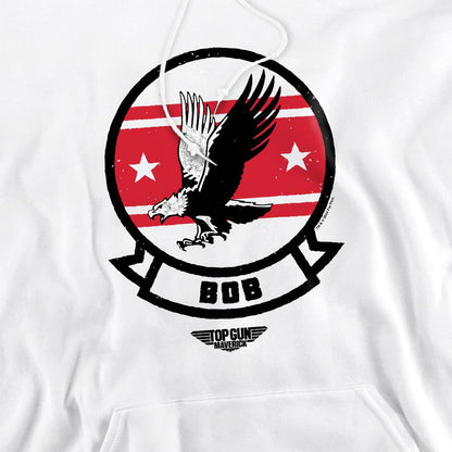 White - Pack Shot - Top Gun Mens Bob Logo Hoodie