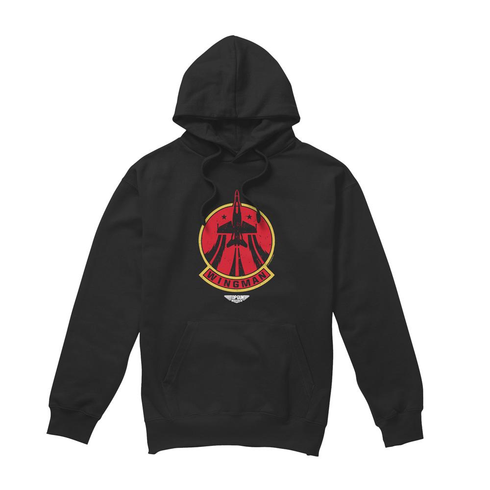 Black - Front - Top Gun Mens Wingman Logo Hoodie