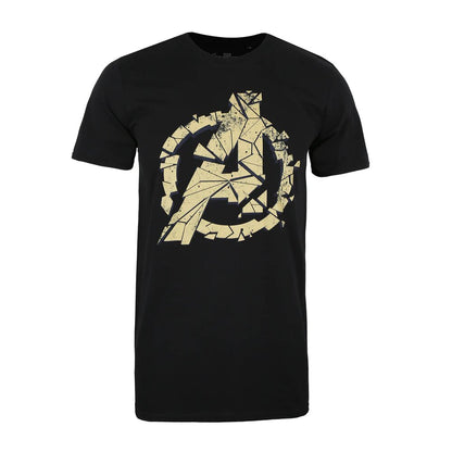 Black - Front - Avengers Endgame Mens Cracked T-Shirt