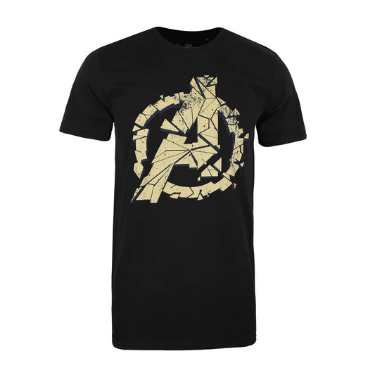 Black - Front - Avengers Endgame Mens Cracked T-Shirt