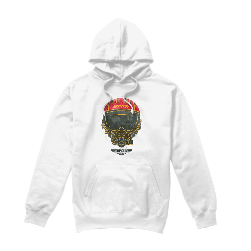 White - Front - Top Gun Mens Rooster Helmet Hoodie