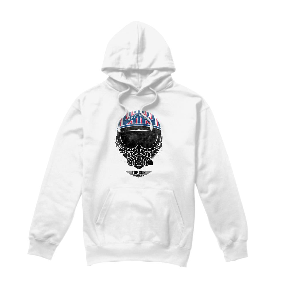 White - Front - Top Gun Mens Maverick Helmet Hoodie
