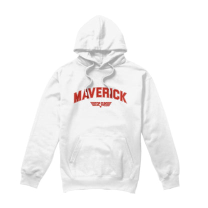 White - Front - Top Gun Mens Maverick Varsity Hoodie
