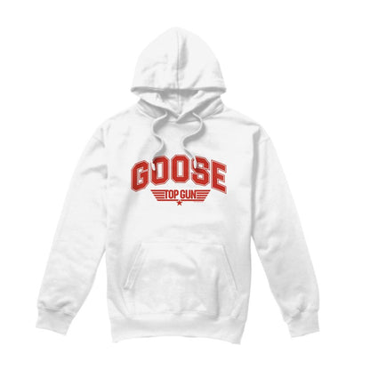 White - Front - Top Gun Mens Goose Varsity Hoodie