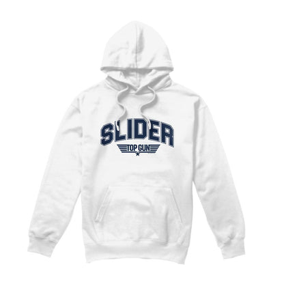 White - Front - Top Gun Mens Slider Varsity Hoodie