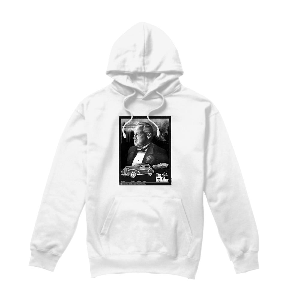 White - Front - The Godfather Mens Don Vito Corleone Poster Hoodie