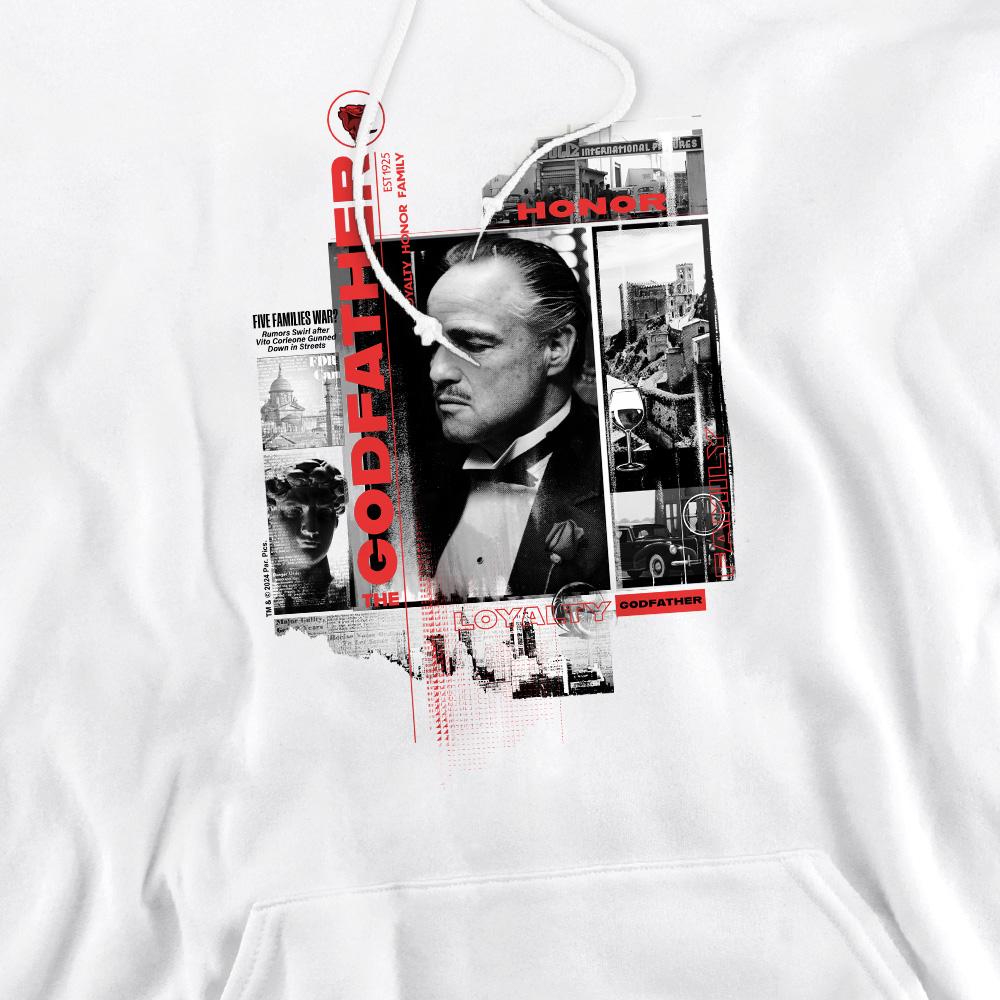 White - Pack Shot - The Godfather Mens Don Vito Corleone Collage Hoodie