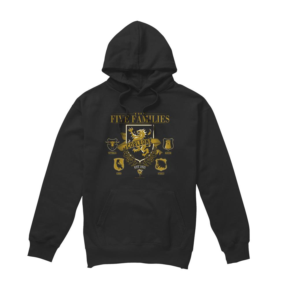 Black - Front - The Godfather Mens Five Families Logos Hoodie