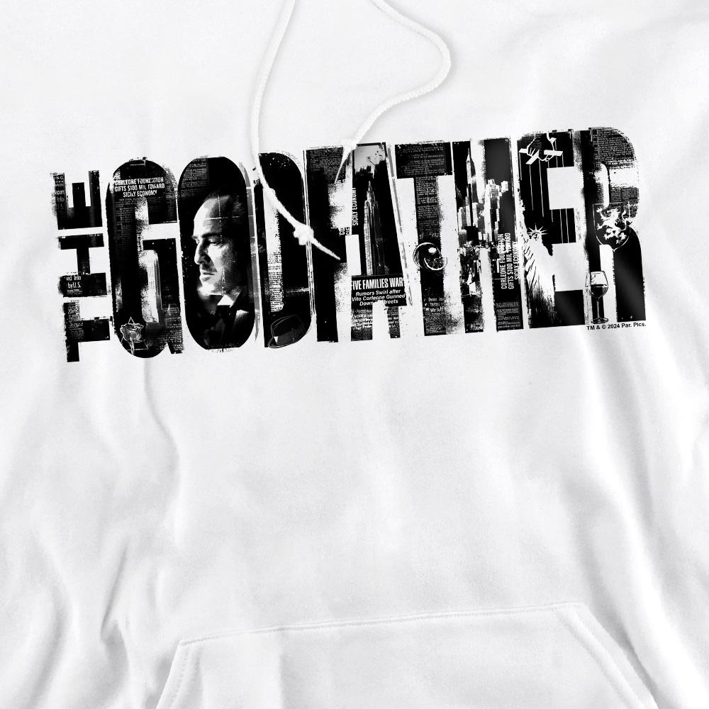 White - Pack Shot - The Godfather Mens Newspaper Logo Hoodie