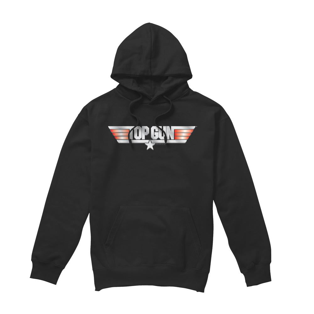 Black - Front - Top Gun Mens Logo Hoodie