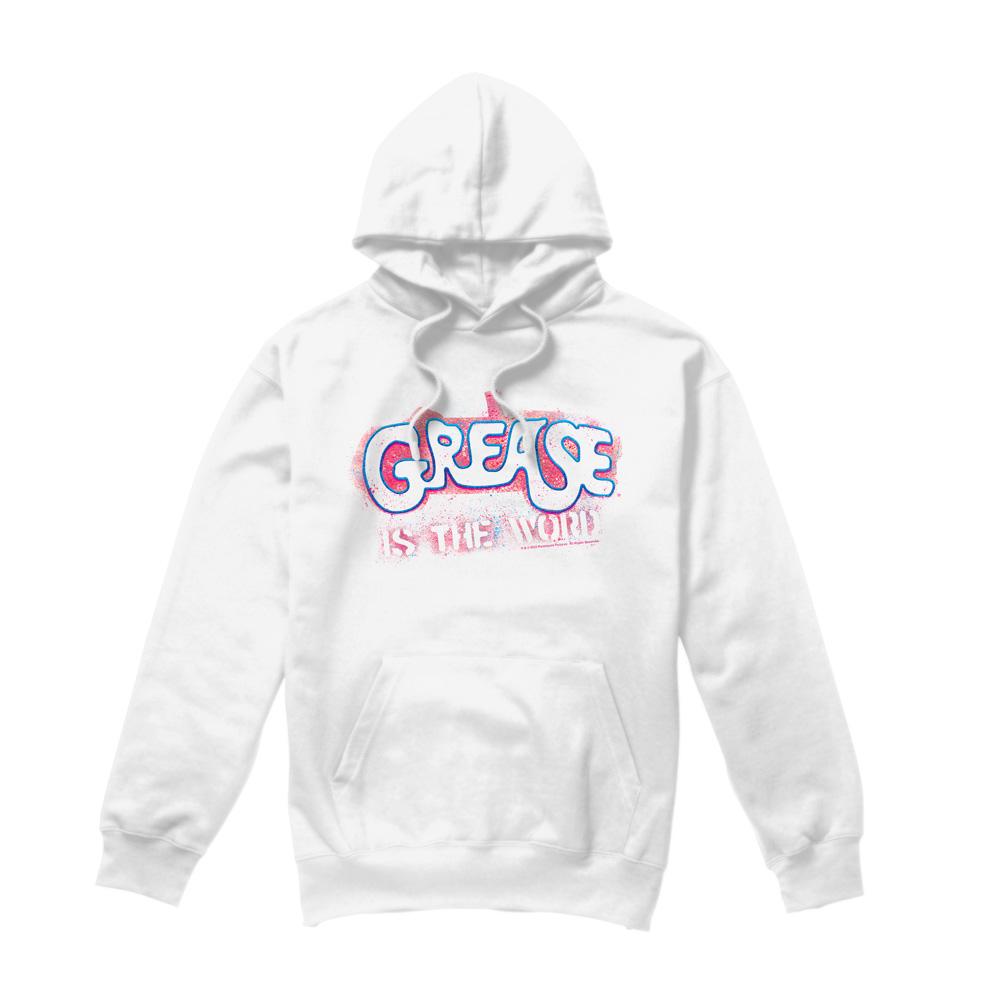 White - Back - Grease Mens Grease Is The Word Hoodie