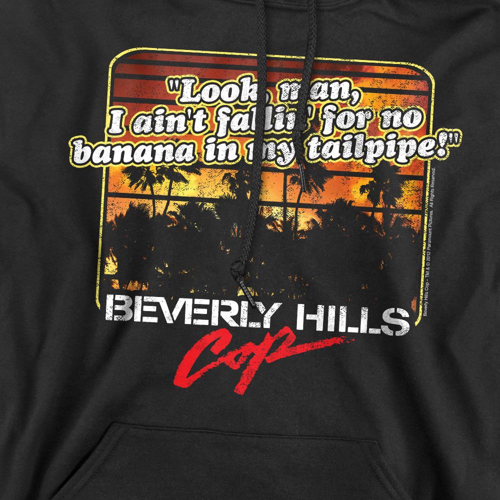 Black - Pack Shot - Beverly Hills Cop Mens Banana In My Tailpipe Hoodie