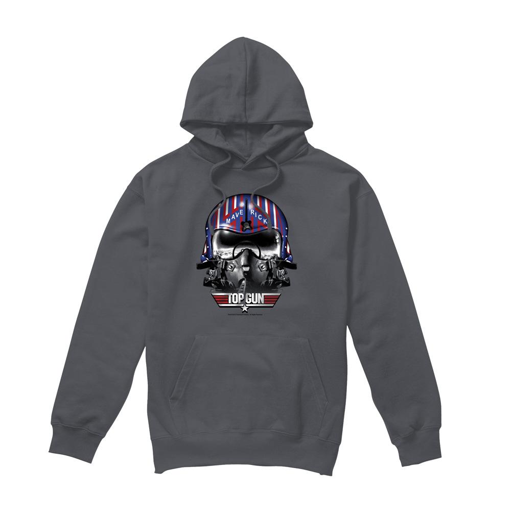 Charcoal - Front - Top Gun Mens Maverick Helmet Hoodie
