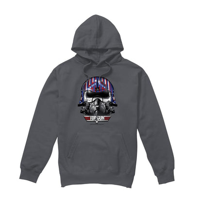 Charcoal - Front - Top Gun Mens Maverick Helmet Hoodie