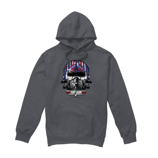 Charcoal - Front - Top Gun Mens Maverick Helmet Hoodie