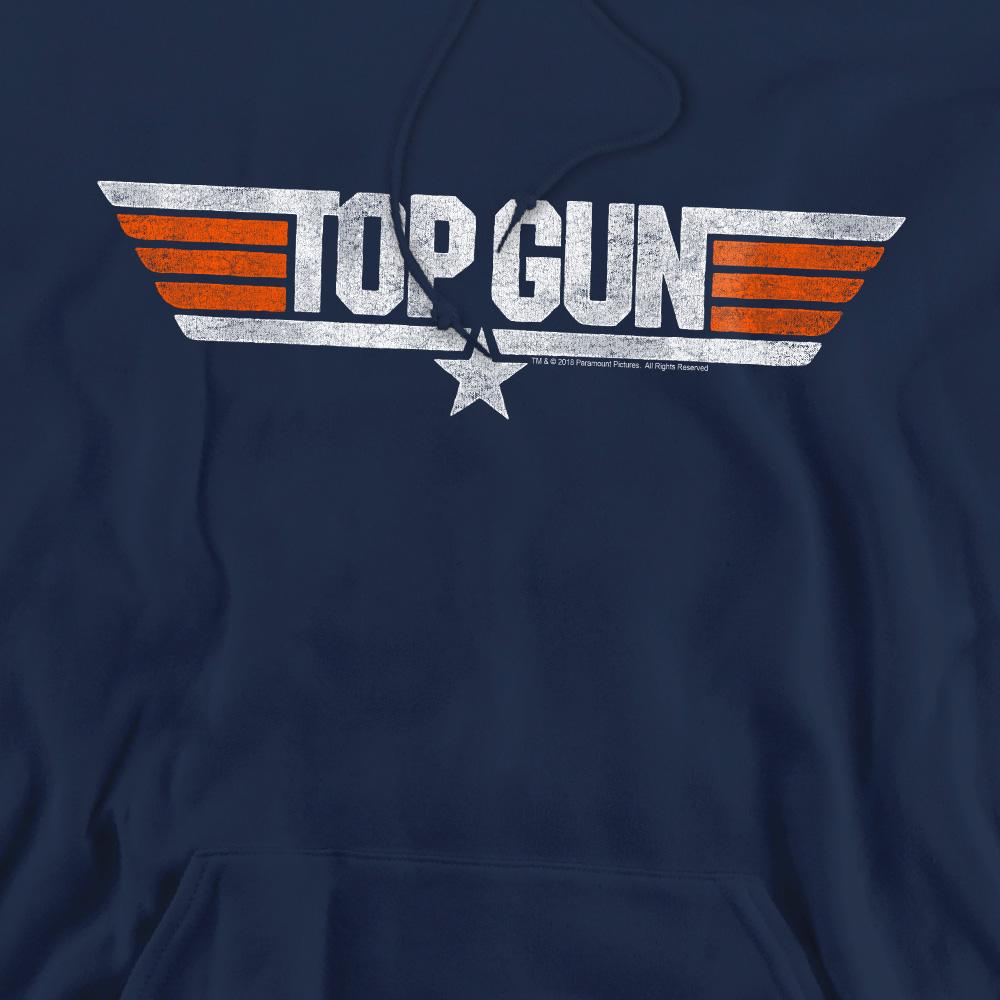 Navy - Pack Shot - Top Gun Mens Distressed Logo Hoodie