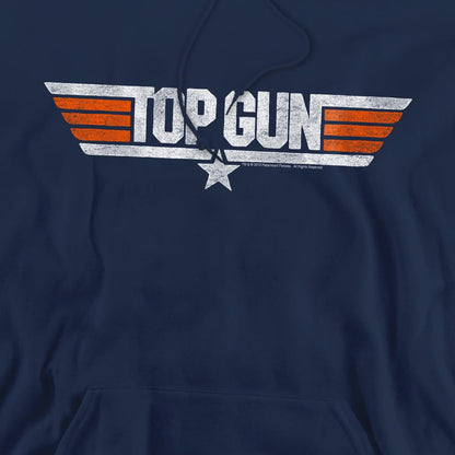 Navy - Pack Shot - Top Gun Mens Distressed Logo Hoodie