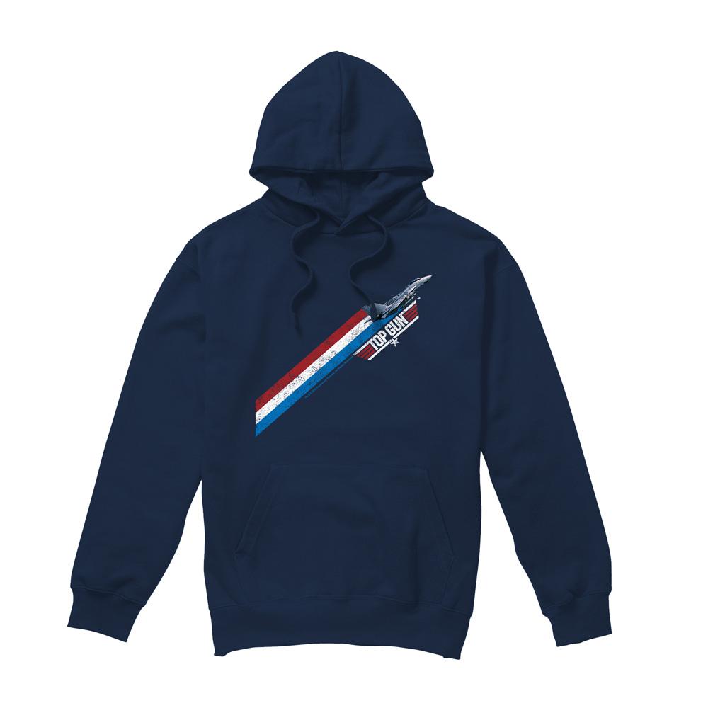 Navy - Front - Top Gun Mens Stripes Hoodie