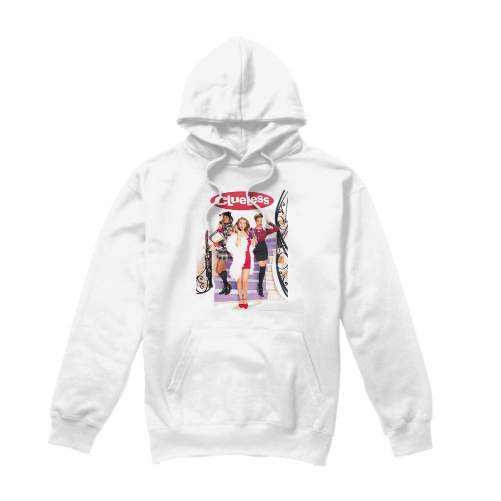 White - Front - Clueless Mens Poster Hoodie