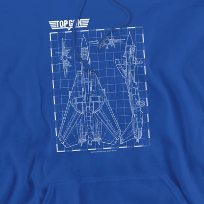 Royal Blue - Side - Top Gun Mens Schematic Hoodie