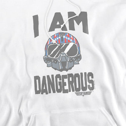 White - Pack Shot - Top Gun Mens I Am Dangerous Hoodie