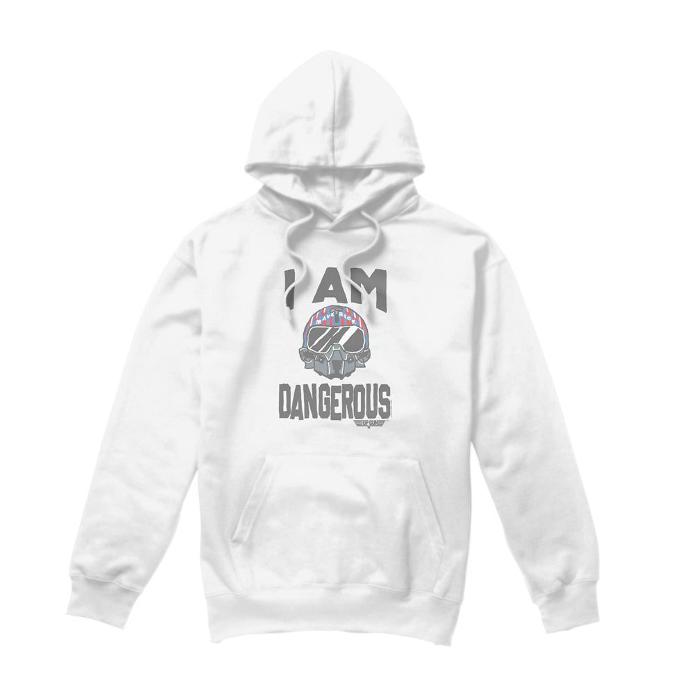 White - Front - Top Gun Mens I Am Dangerous Hoodie