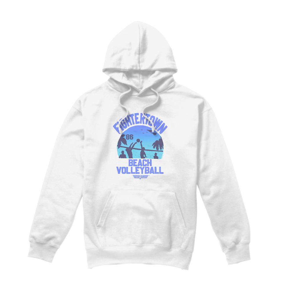 White - Front - Top Gun Mens Volleyball In Jeans Hoodie