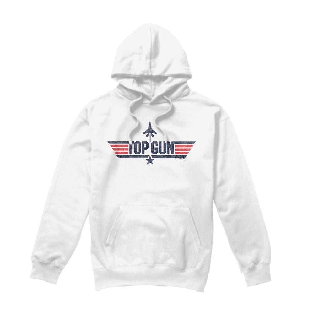 White - Front - Top Gun Mens Logo Hoodie