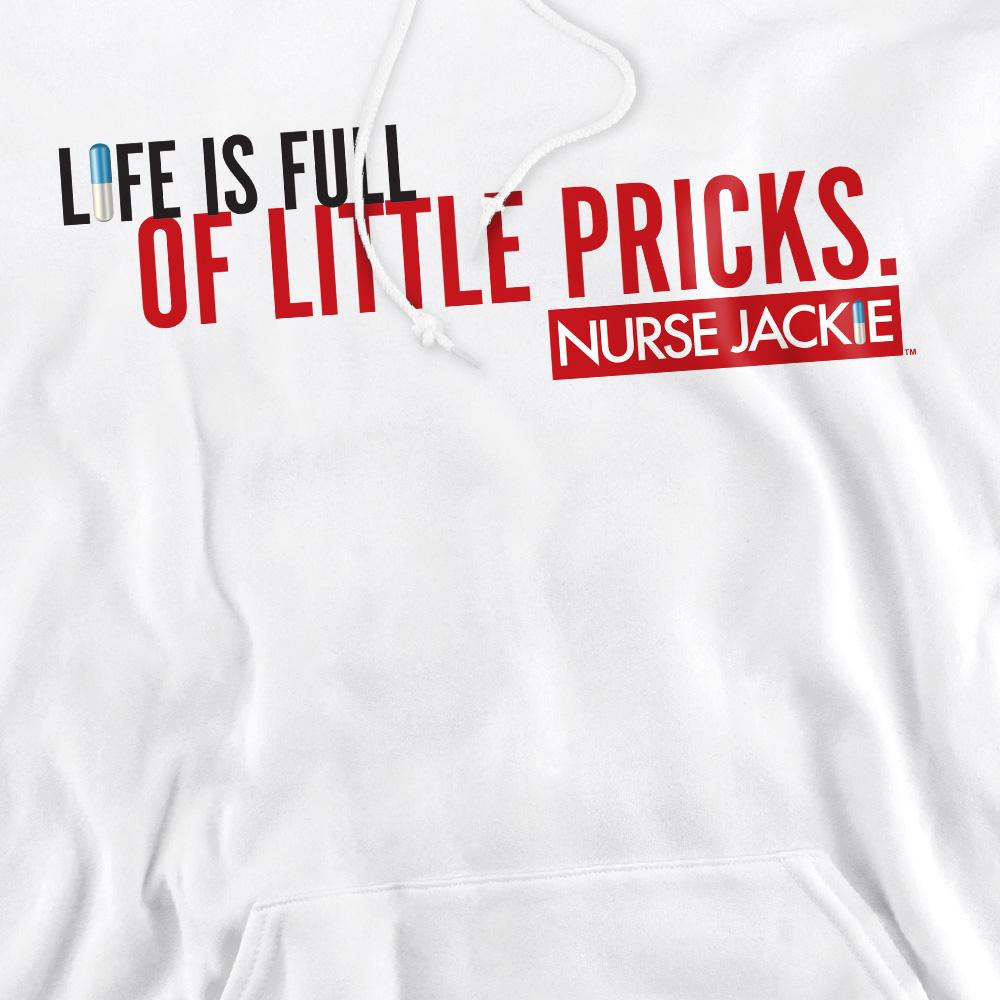 White - Pack Shot - Nurse Jackie Mens Life Is Full Hoodie