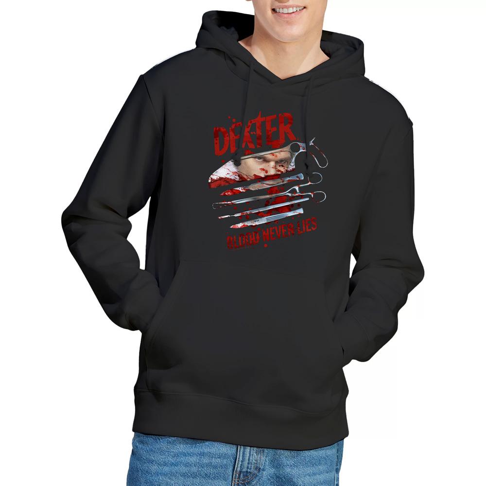 Black - Side - Dexter Mens Blood Never Lies Hoodie