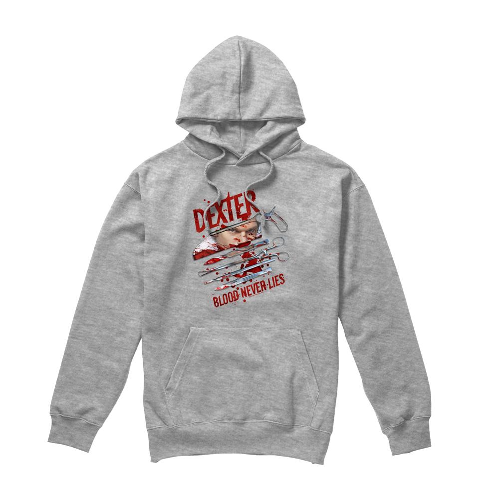 Sport Heather - Front - Dexter Mens Blood Never Lies Hoodie