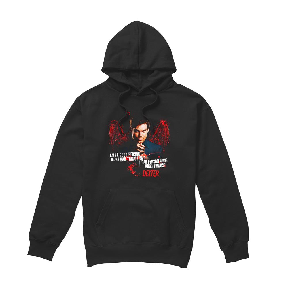 Black - Front - Dexter Mens Good Bad Hoodie