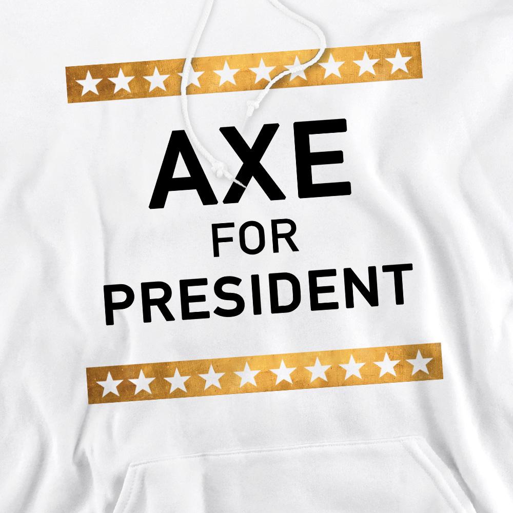 White - Pack Shot - Billions Mens Axe For President Hoodie