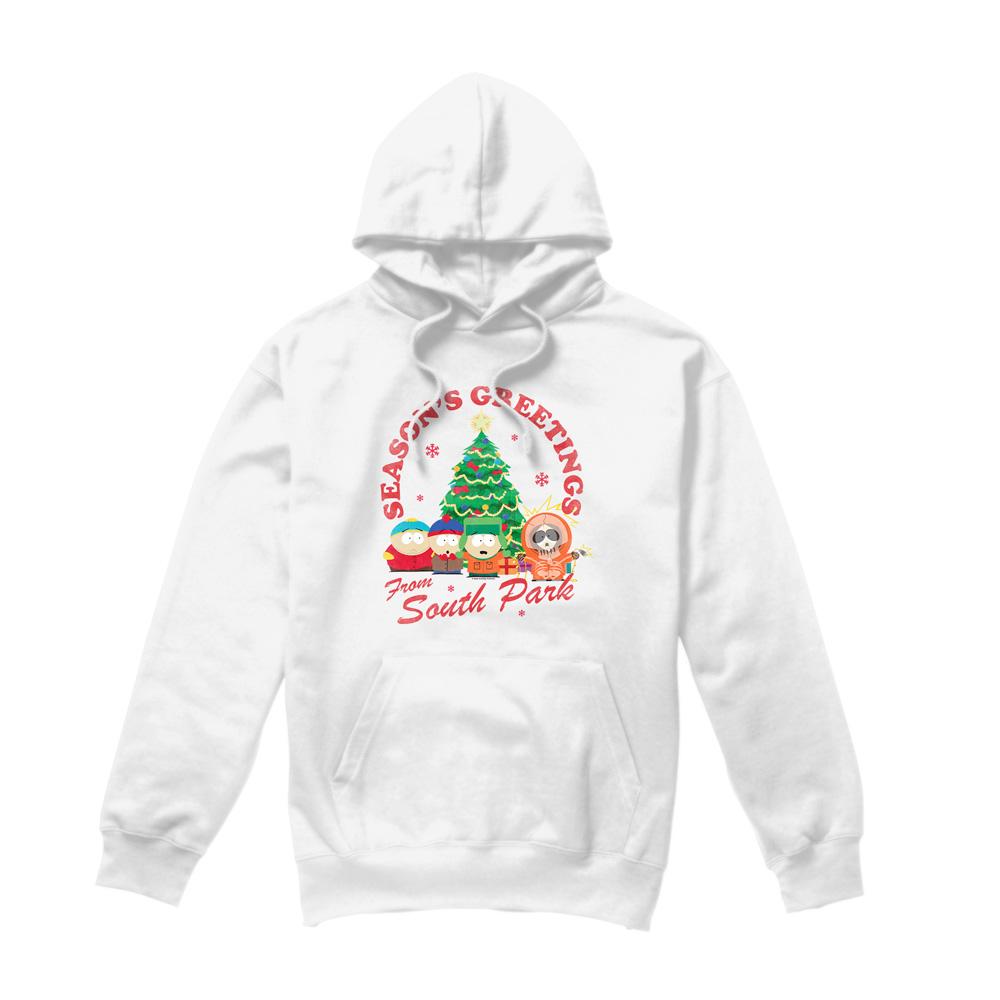 White - Front - South Park Mens Group Christmas Hoodie