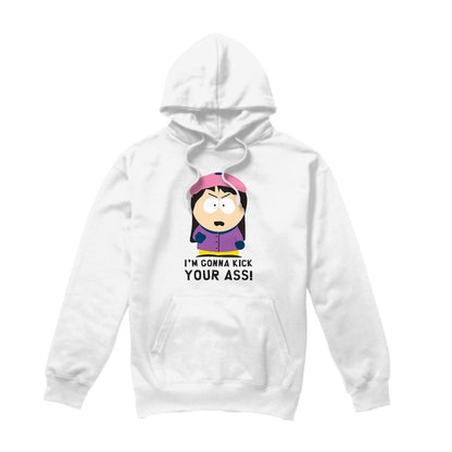 White - Front - South Park Mens I´m Gonna Kick Your Ass Hoodie