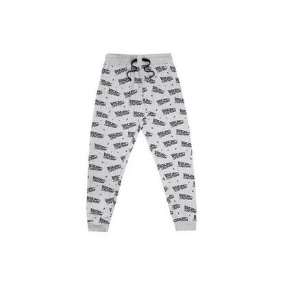 Black-Grey-Orange - Side - Back To The Future Mens Poster Cotton Long Pyjama Set