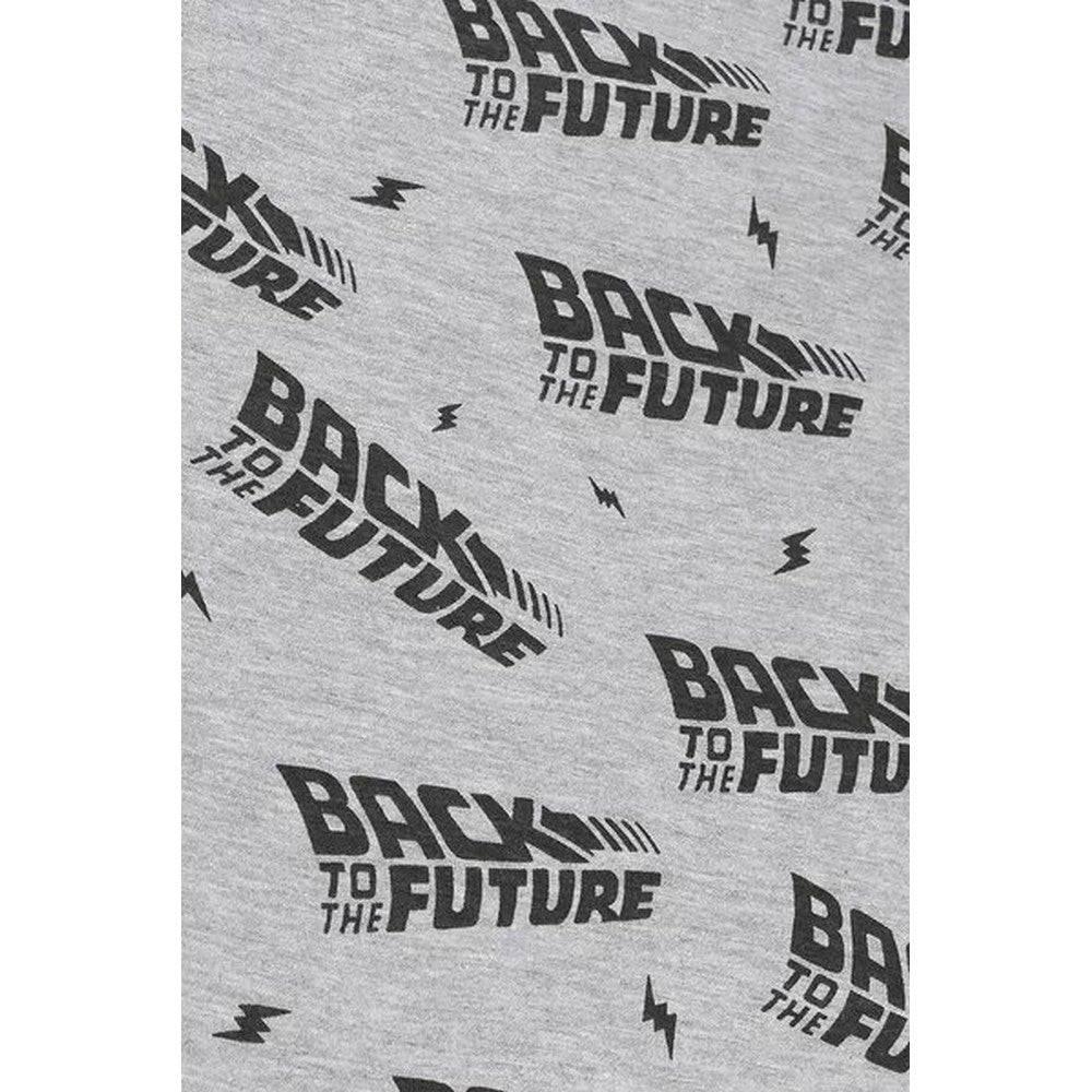 Black-Grey-Orange - Pack Shot - Back To The Future Mens Poster Cotton Long Pyjama Set
