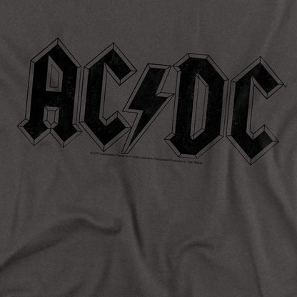 Charcoal - Side - AC-DC Unisex Adult Worn Logo T-Shirt