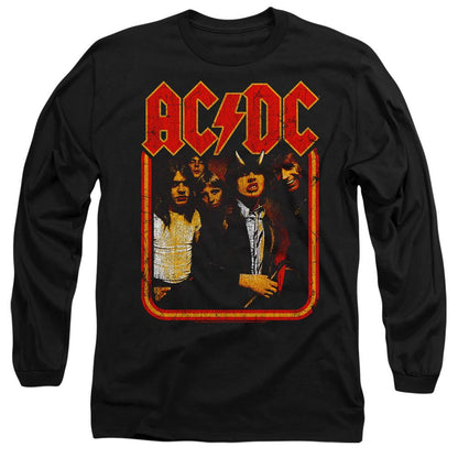 Black - Front - AC-DC Unisex Adult Group Distressed T-Shirt