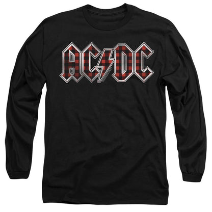 Black - Front - AC-DC Unisex Adult Plaid Logo T-Shirt