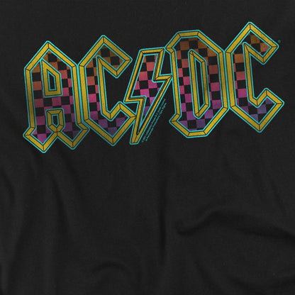 Black - Back - AC-DC Unisex Adult Checkerboard Gradient Logo T-Shirt
