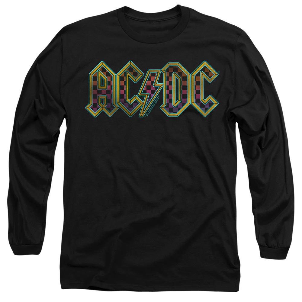 Black - Side - AC-DC Unisex Adult Checkerboard Gradient Logo T-Shirt