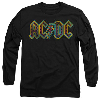 Black - Side - AC-DC Unisex Adult Checkerboard Gradient Logo T-Shirt