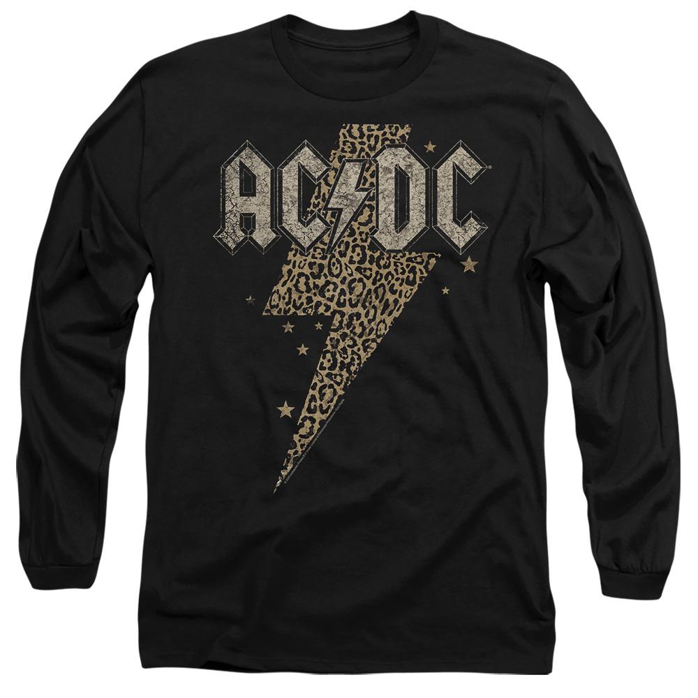 Black - Side - AC-DC Unisex Adult Leopard Print Bolt T-Shirt
