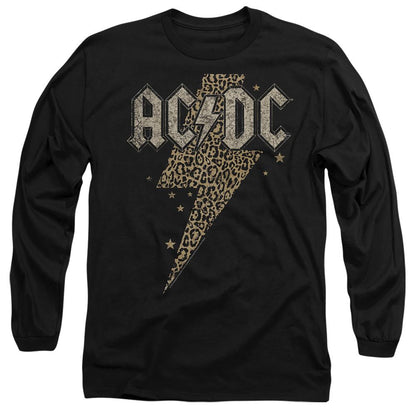 Black - Side - AC-DC Unisex Adult Leopard Print Bolt T-Shirt