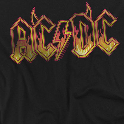Black - Back - AC-DC Unisex Adult Fire Logo T-Shirt