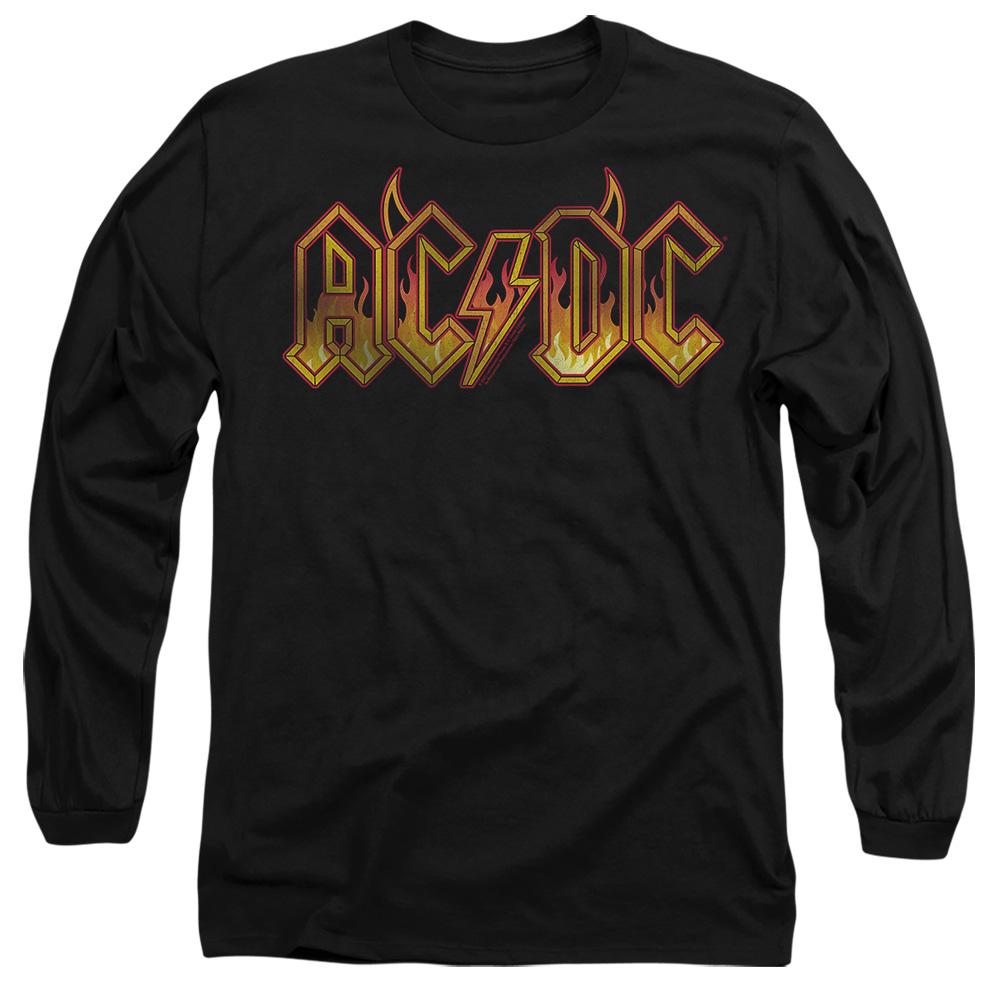 Black - Side - AC-DC Unisex Adult Fire Logo T-Shirt